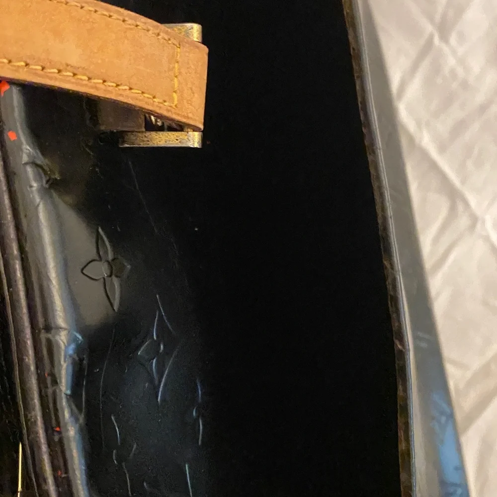 Louis Vuitton Black Monogram Embossed Laptop Bag with Tan Handles - Picture 10 of 12